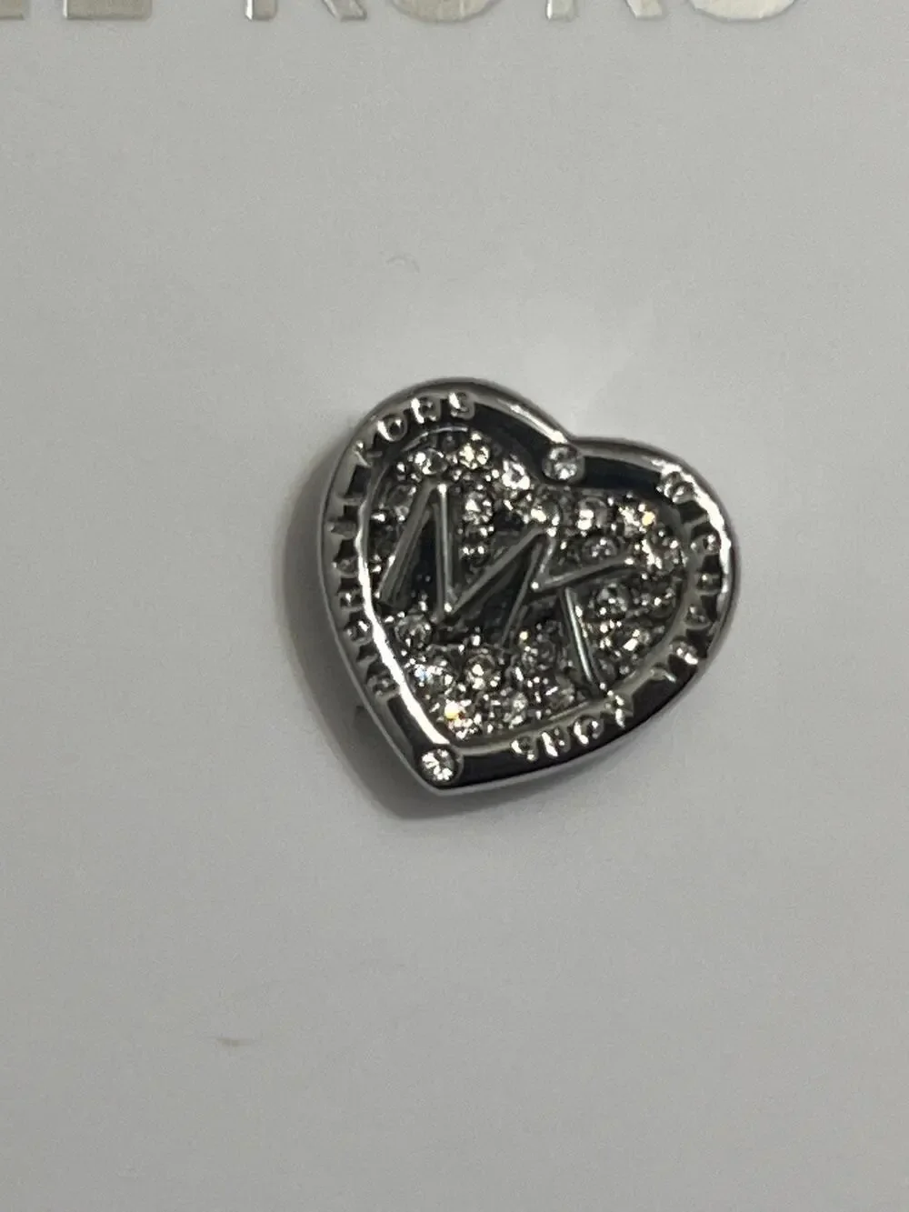 New Michael Kors Silver Logo Heart Stud Earrings